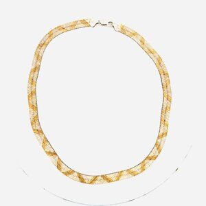 Vintage Estate Two-Tone Milor Italy Sterling Silver 925 Necklace 9.3mm Wide, 20"